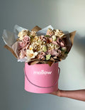 Roses end up in the trash. Ours end up eaten | Hat Box Arrangement